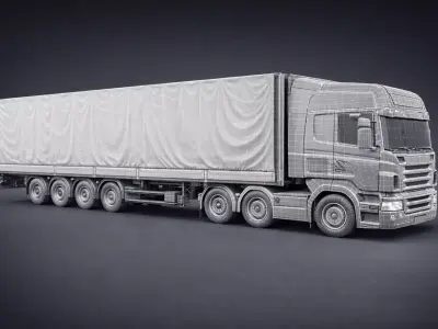 Realistic Heavy  semi  Truck  Futuristic truck 04 Low-poly 3D model