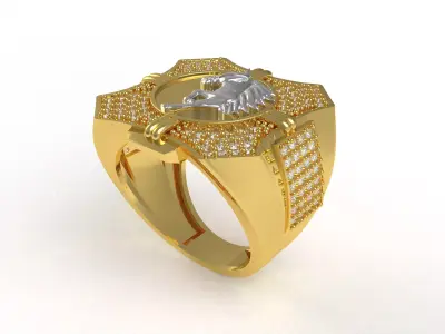 Horse Diamond  Hip Hop Ring 3D print model