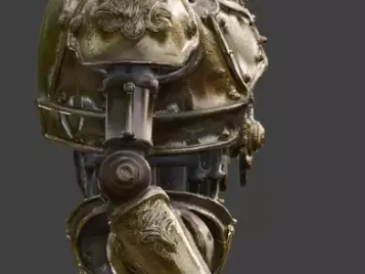 Gilded Mechanized Automaton 3D Model Low-poly 3D model