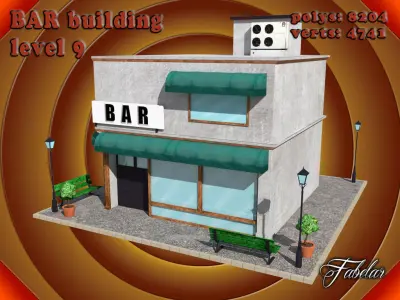 BAR level Low-poly 3D model 4