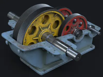Reducer industrial gearbox Low-poly 3D model