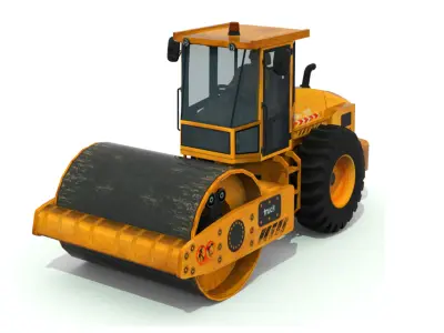 Road roller truck 2 Low-poly 3D model