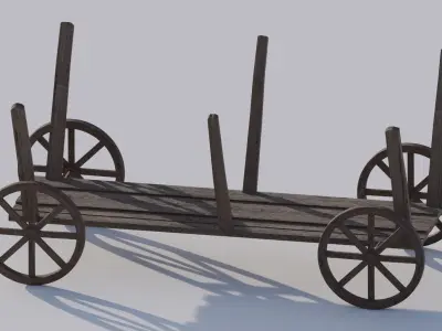 Wodeen cart Low-poly 3D model