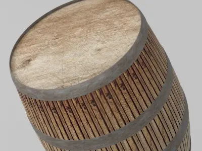 Wooden Barrel 3D model 4