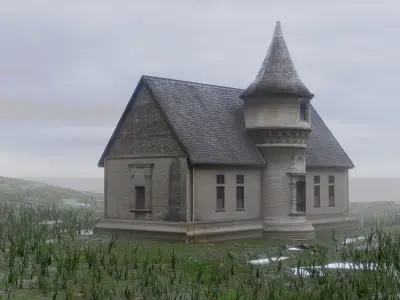 Castle church Low-poly 3D model