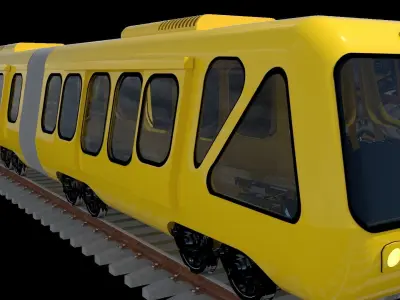 Train on tracks - animation 3D model