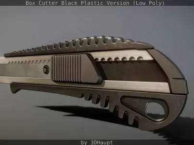 Box Cutter Lowpoly Black Plastic - Gameready - PBR Textures Low-poly 3D model