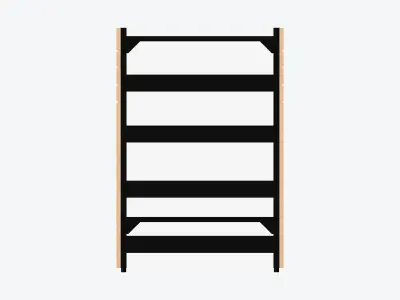 Shelving - Library - Integral - Metal - Single Sided Low-poly 3D model