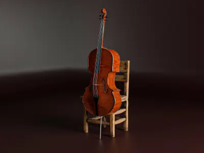 Violin cello 3D model with blender and substance painter Low-poly 3D model