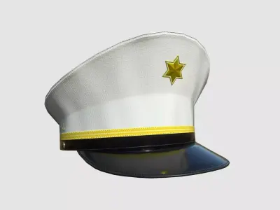 Police Cap 05 White - Military Character Design Fashion Low-poly 3D model