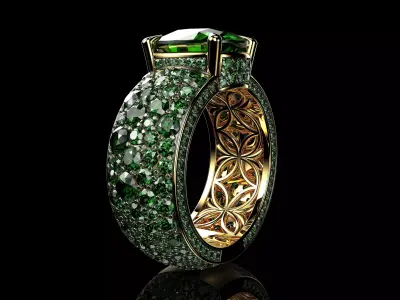 Elegant Cushion Men Ring 3dm STL Ready for Casting Model N1688 3D print model