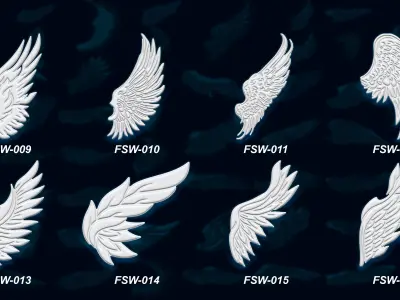 55 stylized wing 3d model and alpha 3D model