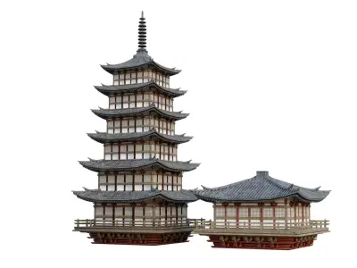 Jeapanese temple 3D model