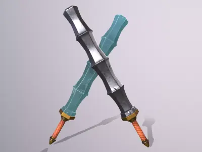 stick 1 pair of swords Low-poly 3D model