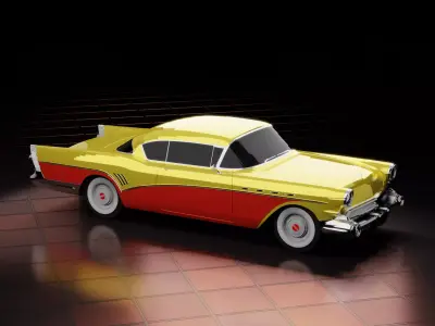 Retro American 1950s Roadmaster Classic Car 3D model