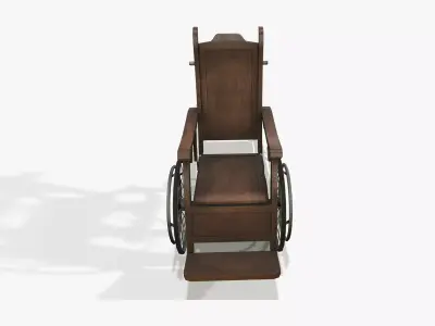 Wooden Wheelchair Low-poly 3D model