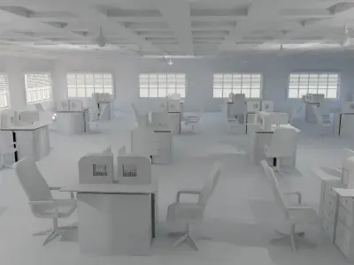 Office Interior - No Material Low-poly 3D model