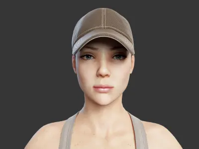 Female Soldier Low-poly 3D model 2