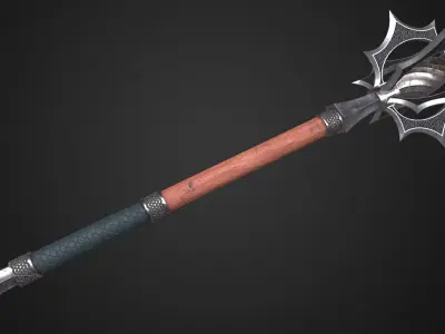 Medieval mace Low-poly 3D model 7