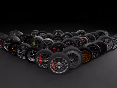 43 High Quality Rims with wheels and calipers 3D model