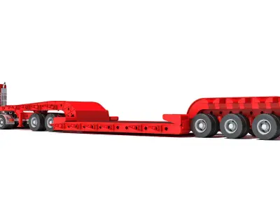 Truck with Lowboy Trailer 3D model order