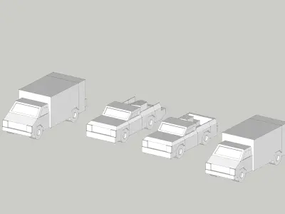 Pick Up and Trucks by Outland Models Low-poly 3D model