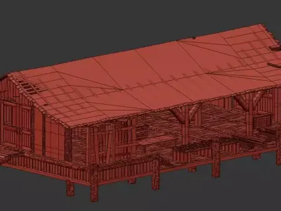 Rustic Medieval Wooden Workshop  Storage 3D Model 3D model