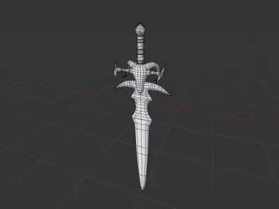 Low Poly Medieval Fantasy Sword Low-poly 3D model