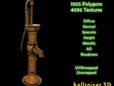 Water Pump - PBR - Textured Low-poly 3D model