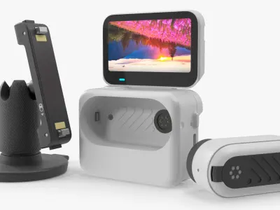 Compact Action Camera with Rear Touchscreen on Stand 3D model