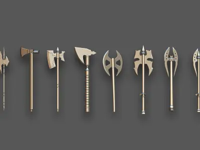 20 Axe Base Mesh Pack Low-poly 3D model