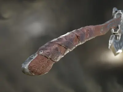 Battle Axe Medieval Stylized Game Ready Low-poly 3D model