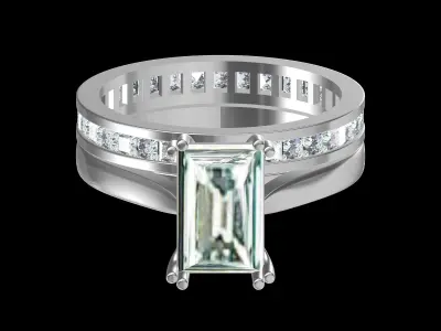 Baguette Ring Bridal Set 3D print model