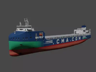 LNG dual-fuel CMA CGM container ship 3d model Low-poly 3D model