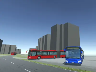 Long Bus with interior Low-poly 3D model