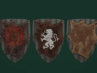 Medieval Shield Bundle Low-poly 3D model