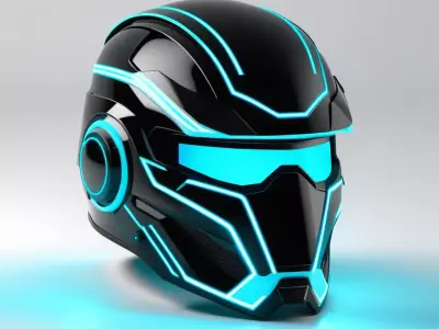 Neon Cyberpunk Helmet 3D Model 3D model