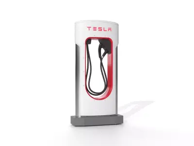 Tesla Supercharger Electric Vehicle Charging Station 3D Model Low-poly 3D model