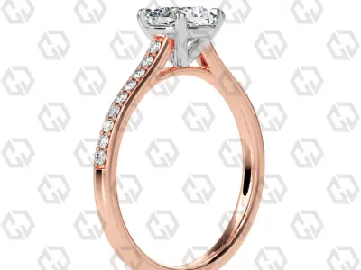Ring 52 Cushion shape pave setting ring with gems 3D print model
