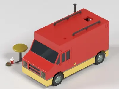 food truck lowpoly Low-poly 3D model purchase