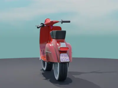Red Vespa 150 Cartoon  3D model