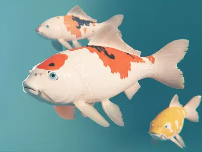 Koi Japanese carp Low-poly 3D model