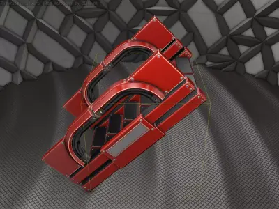 Sci-Fi Stairs - 3 - Red Version Low-poly 3D model