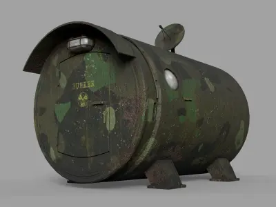 Old tank-bunker Low-poly 3D model