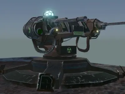 Zombie Sci-Fi Turret 3D model Low-poly 3D model