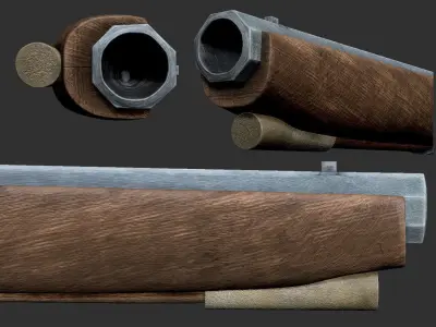 Musket 17th century Low-poly 3D model