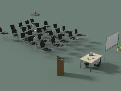 Low Poly Office Conference Hall Low-poly 3D model
