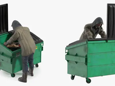  Homeless Man Digs Through Dumpster 