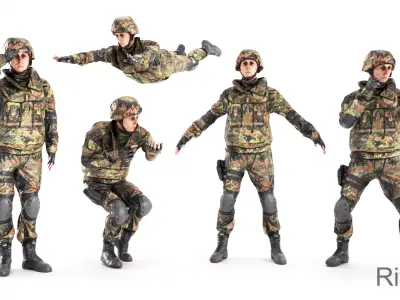 Animated soldier in Bundeswehr military uniform 12 Low-poly 3D model