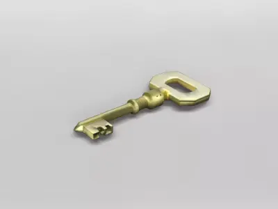 Vintage Brass Skeleton Key 3D Model 3D model